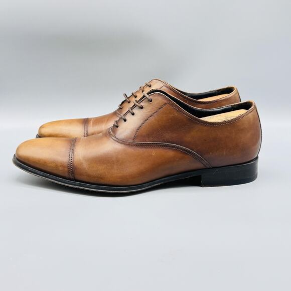 To Boot New York Shoes Mens 10 Brown Leather Adam Derrick Cap Toe Classic Dress - Picture 5 of 12